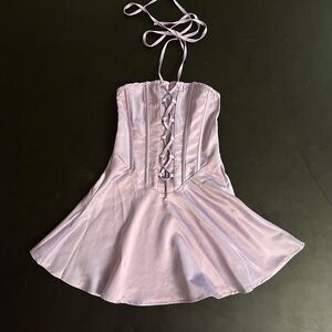 Pretty little thing lavender satin Dress XS size 0 worn once